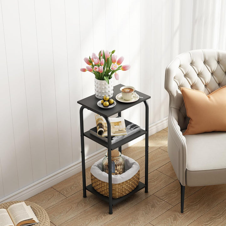 3 Tier Narrow Side Table with Storage Shelves