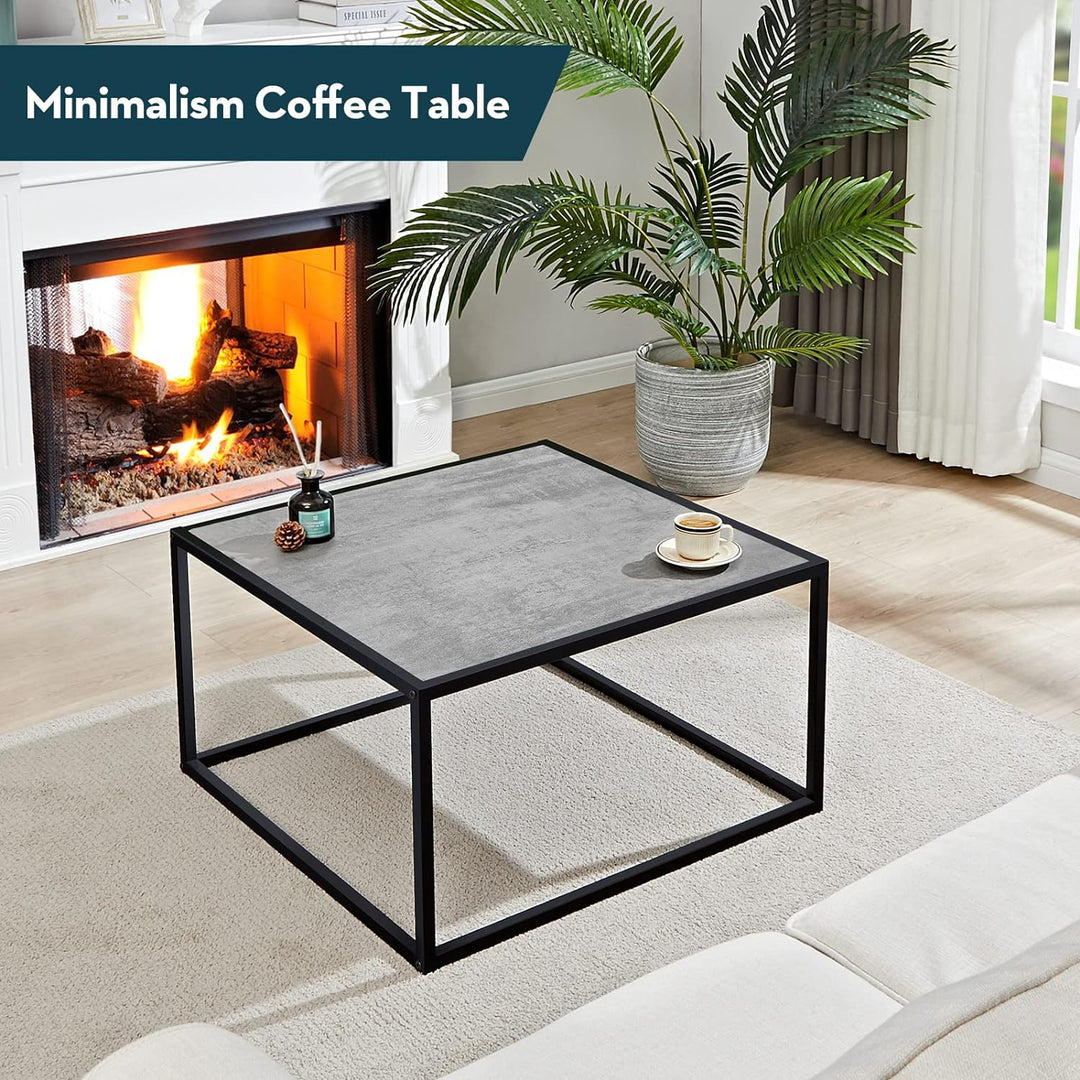 Small Modern Coffee Table for Living Room, Gray Wood