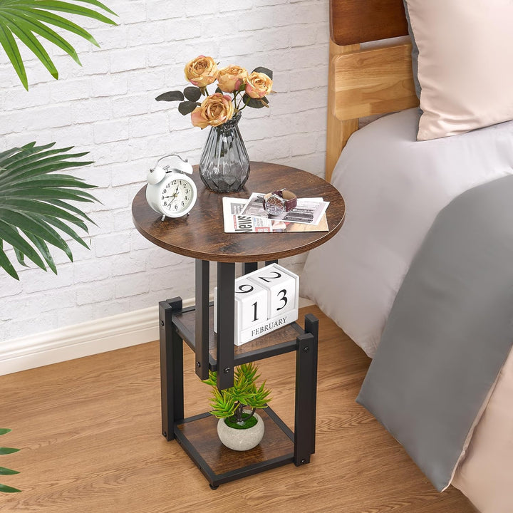 3-Tier Side Table Rustic Brown ULCT012Z