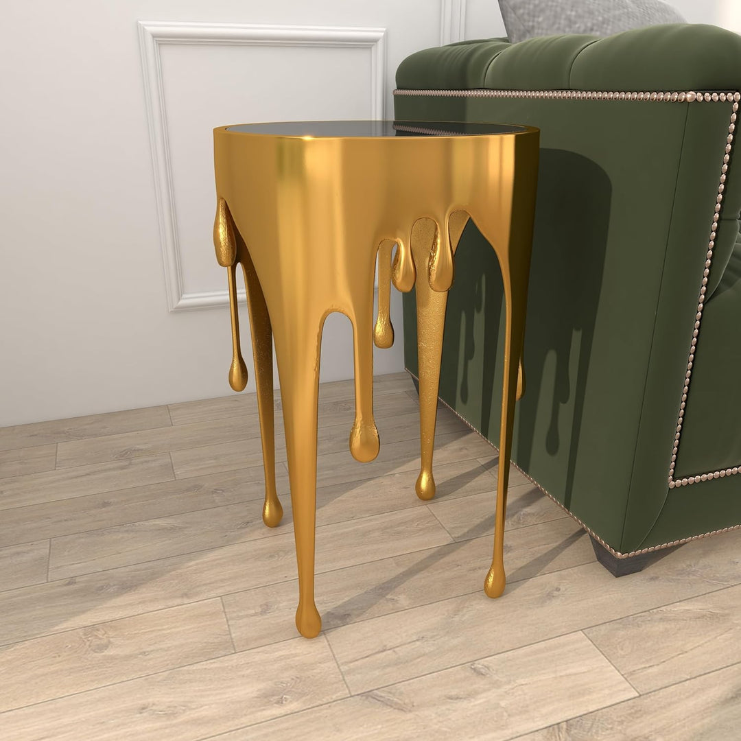 Aluminum Metal Side End Accent Table Gold