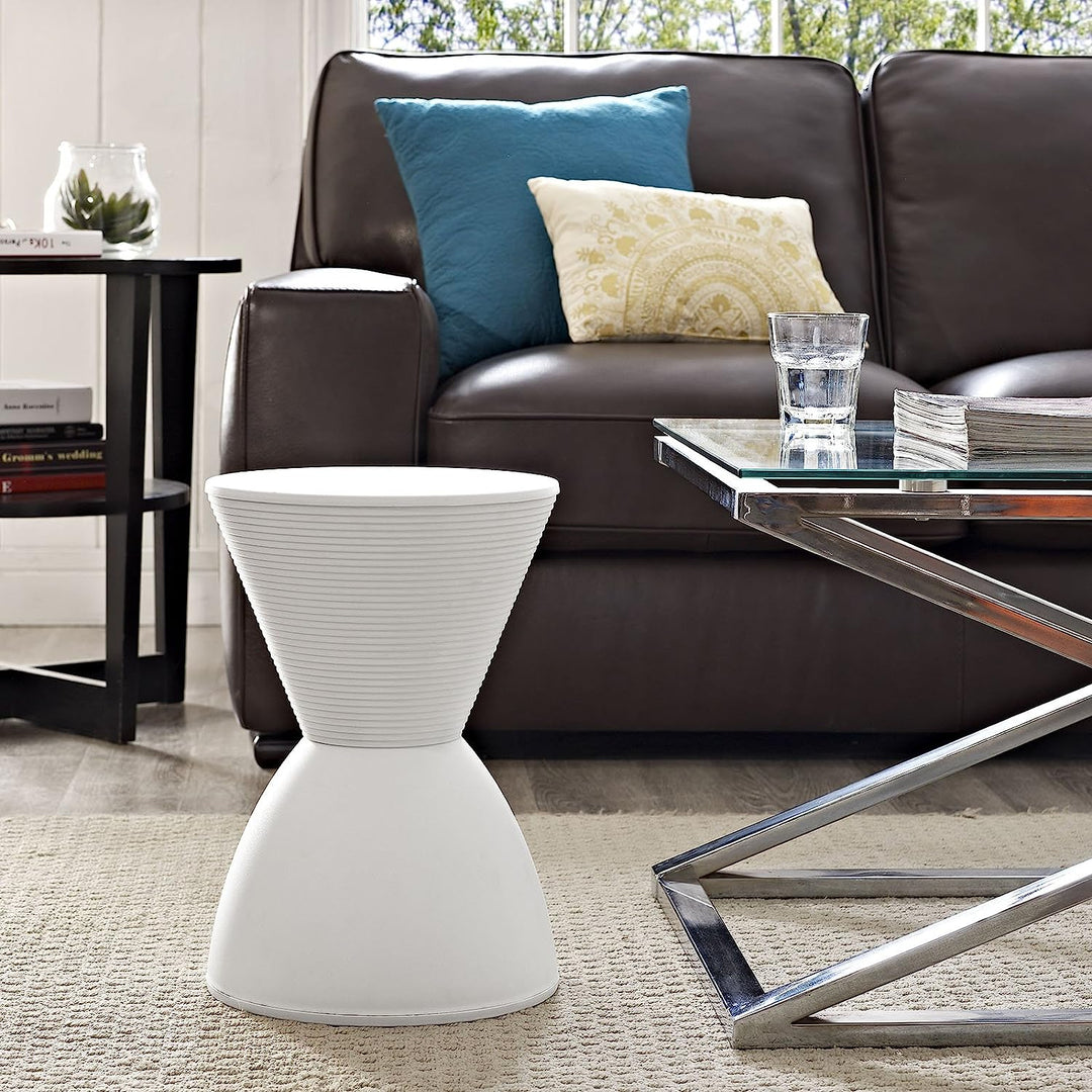 Haste Contemporary Hourglass Accent Stool White