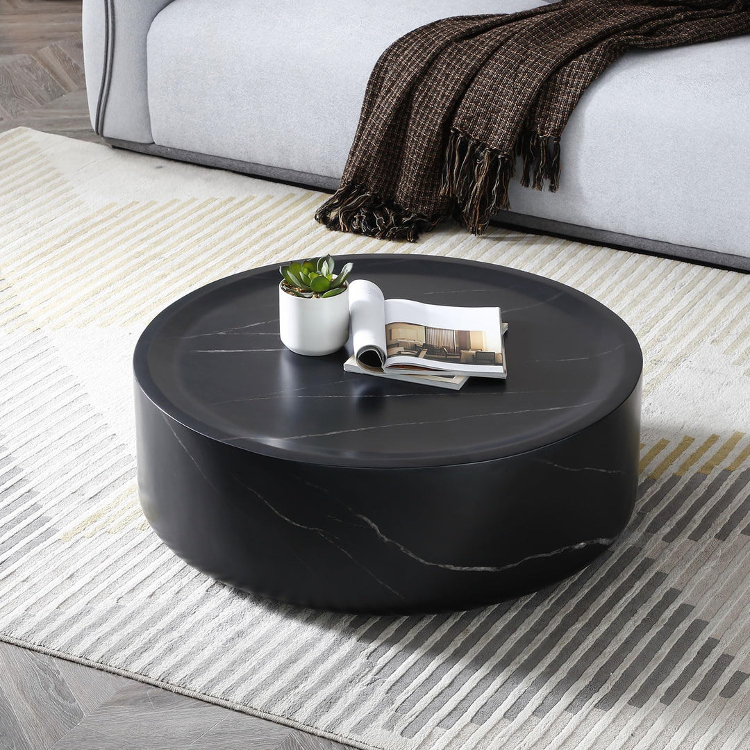 Stylish Black Marble Coffee Table, 35.43