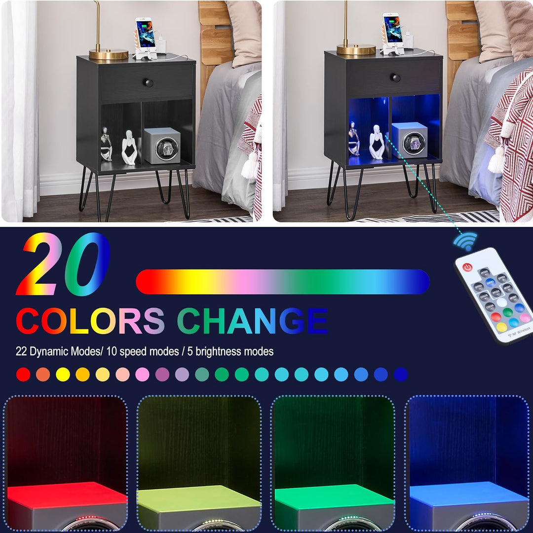 Nightstand Charging Station Modern Night Stand