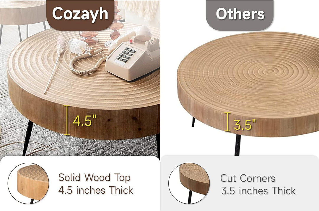 2-Piece Modern Farmhouse Coffee Table Set, Natural Finish