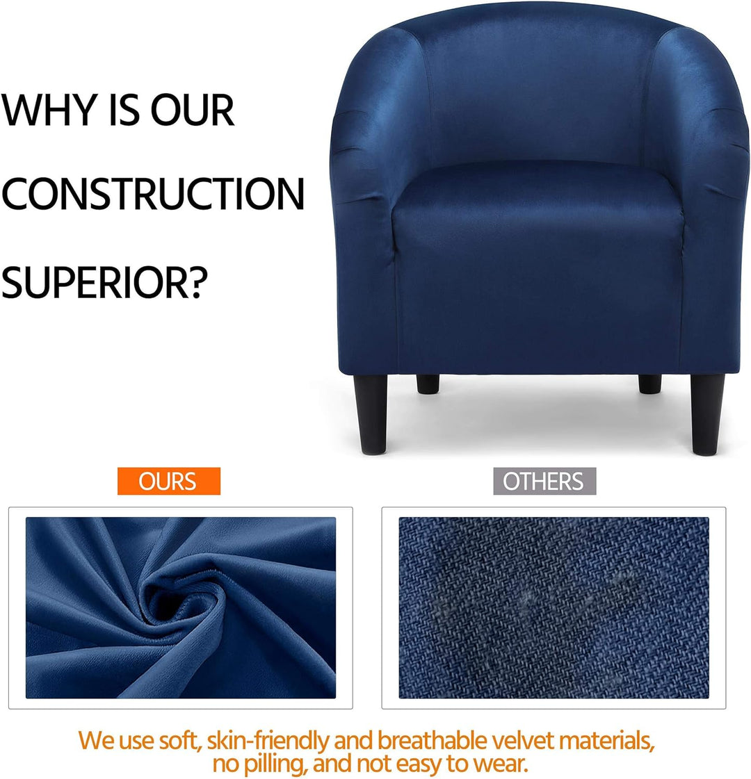 Velvet Accent Chair, Modern Club Chair Navy Blue