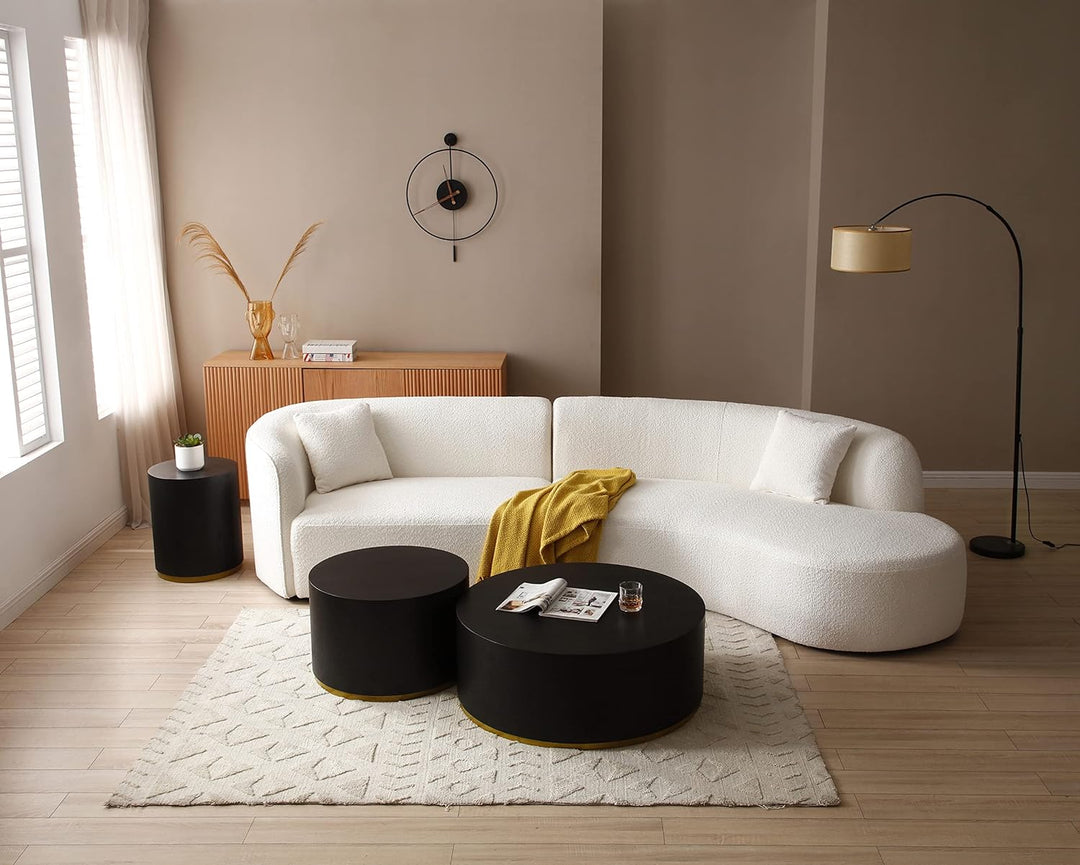 Stylish Round Coffee Table for Living Room, Black