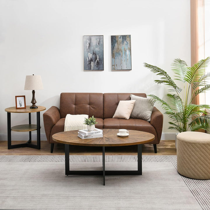 Solid Wood Coffee Table, Mid-Century Modern Design, Brown Tea