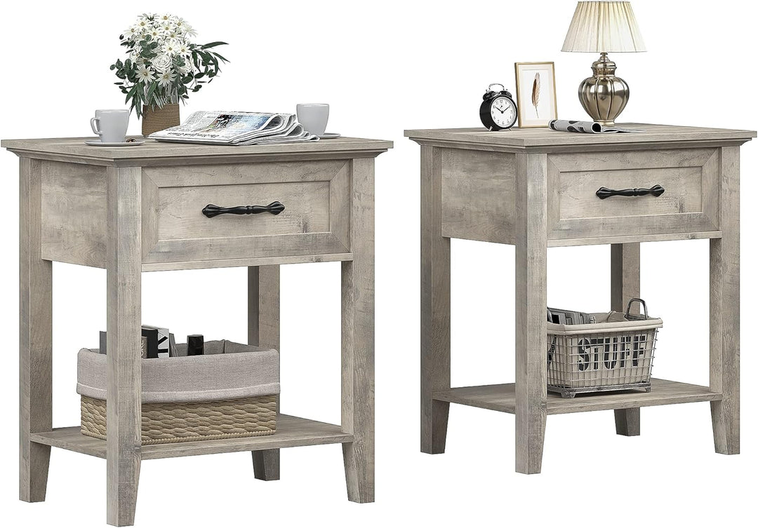 Modern Versatile Nightstand Beside End Table 2pcs