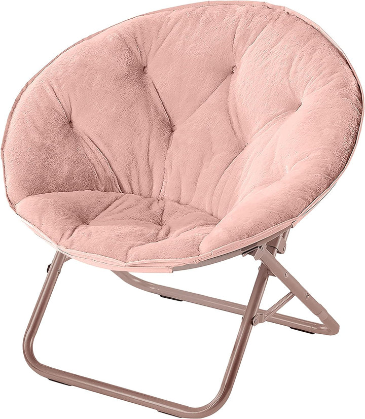 Urban Faux Fur Saucer Chair, Metal Frame, Blush