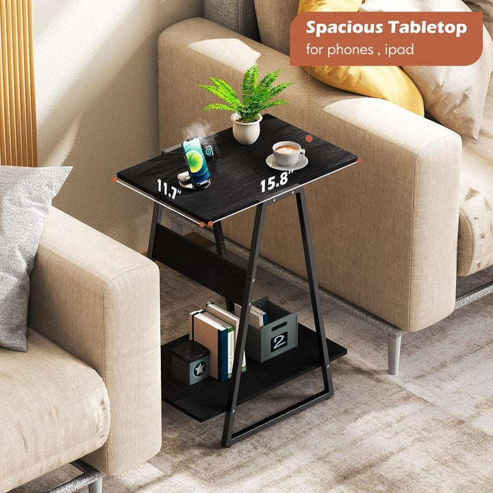 Small Table Set of 2-2 Tier Slim End Tables