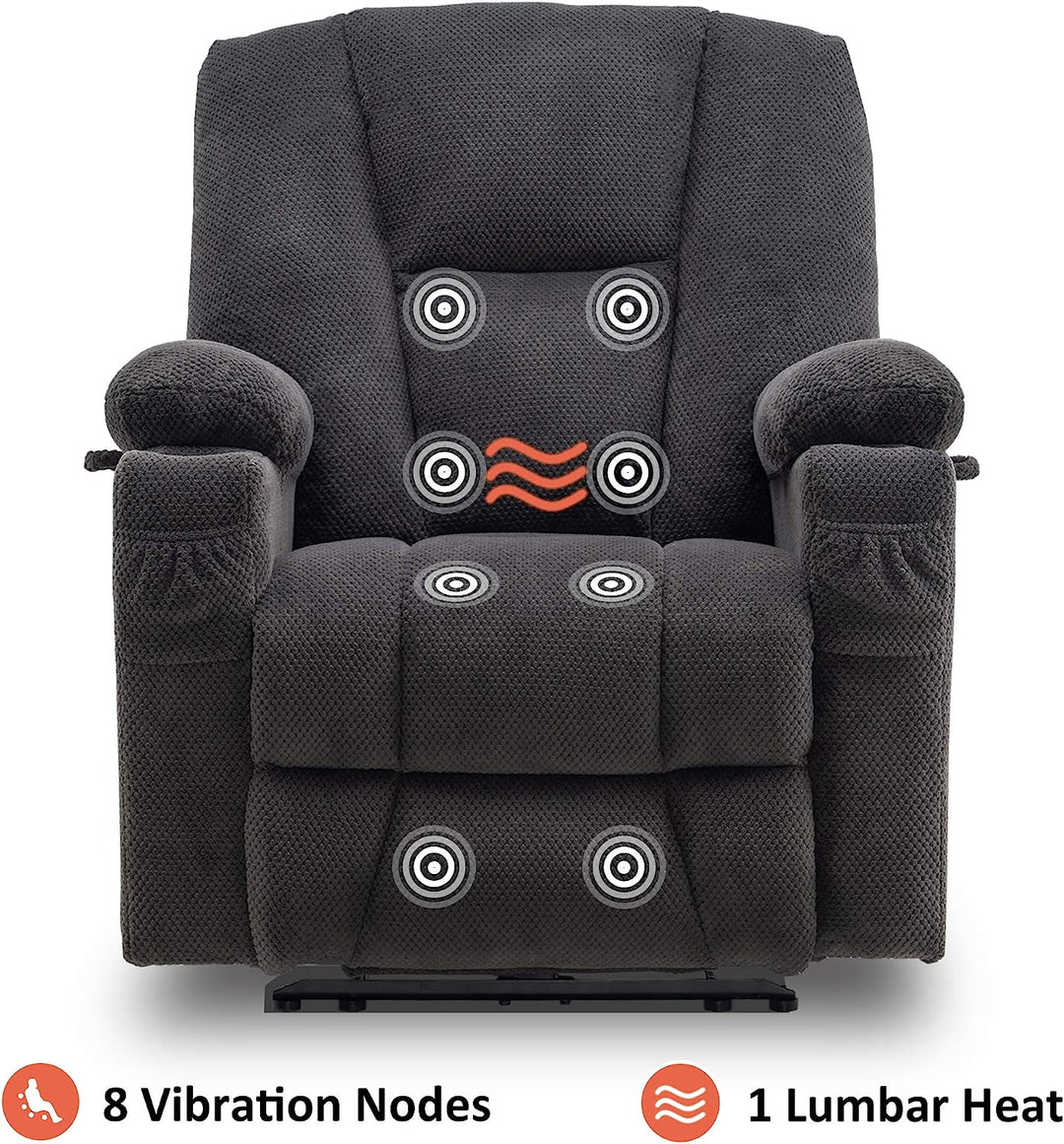 Fabric Electric Recliner Chair Heat Massage (Grey)