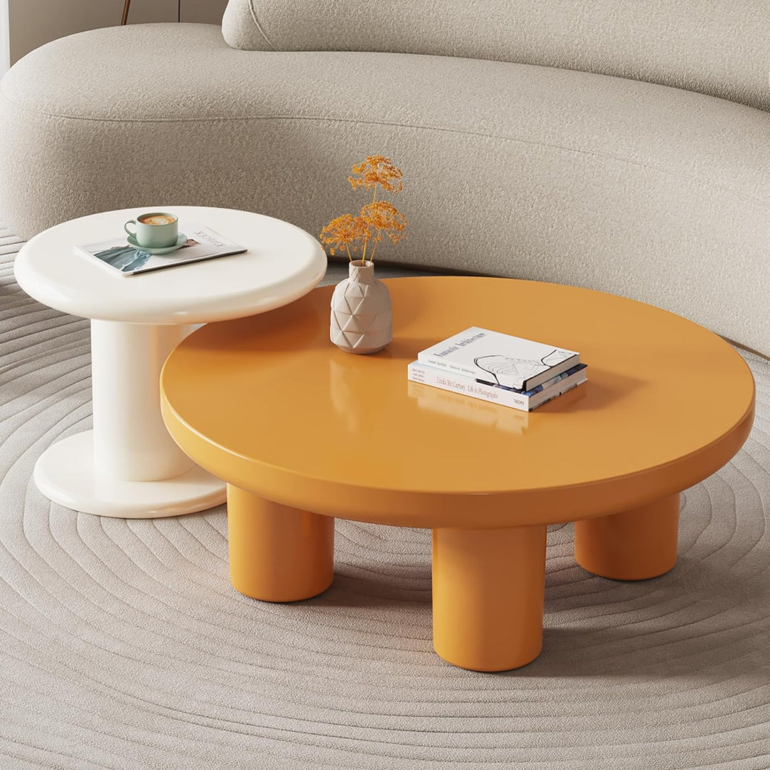 Stylish 2-in-1 Coffee and End Table, Orange and Creamy White