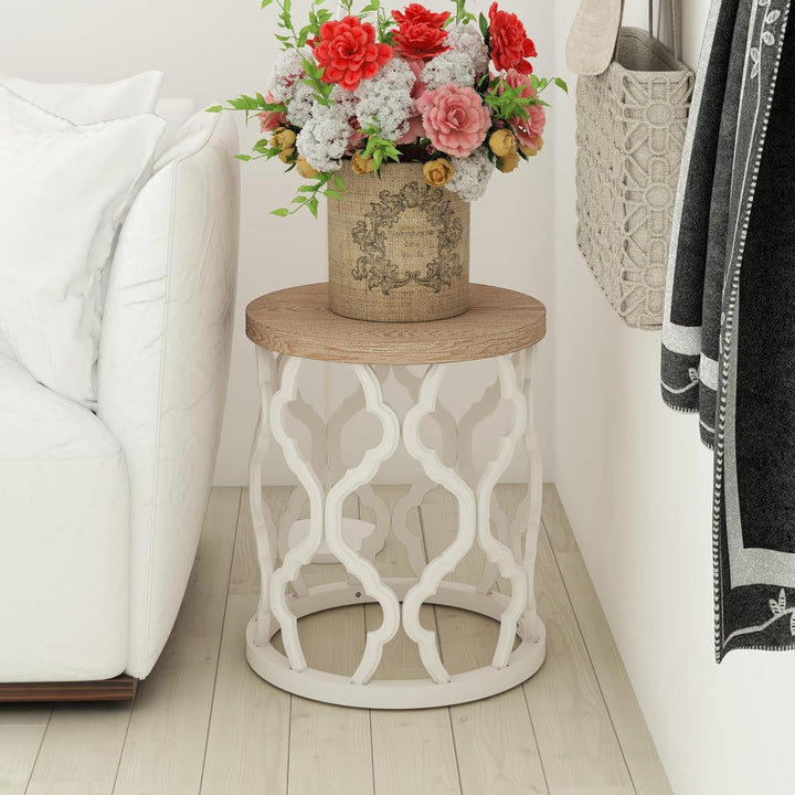 Rustic Farmhouse End Table, Distressed Wood Top