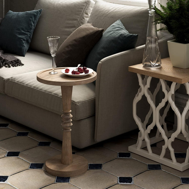 Pedestal Small Drinking Table, Farmhouse Tray Top