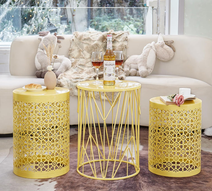 Multifunctional Indoor/Outdoor Side & Coffee Tables, Flower Yellow