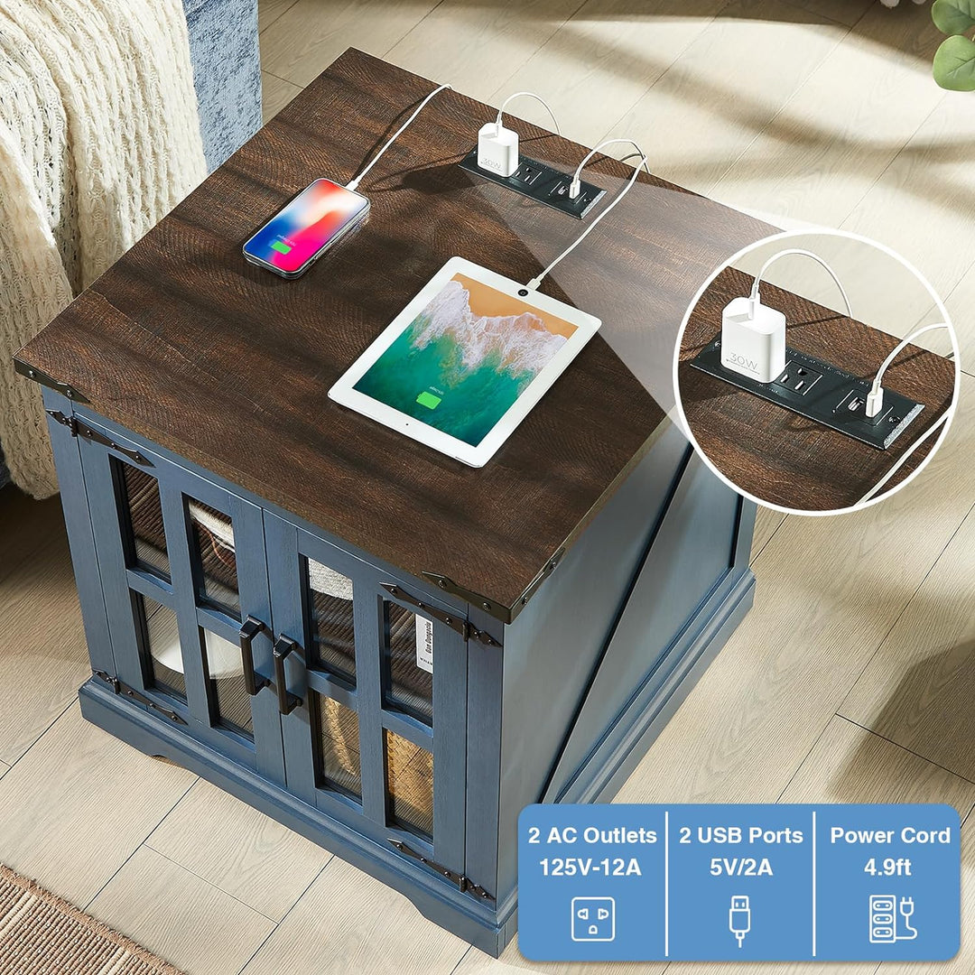 Farmhouse End Table with Charging Station, 24