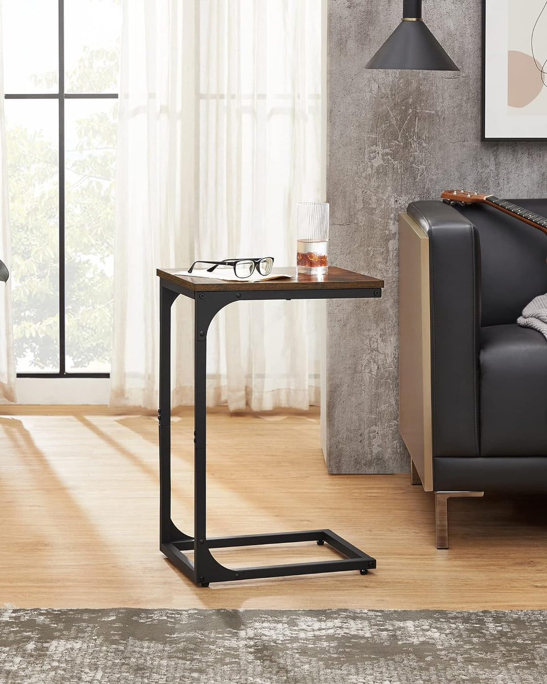 C-Shaped End Table, Small Side Table for Couch