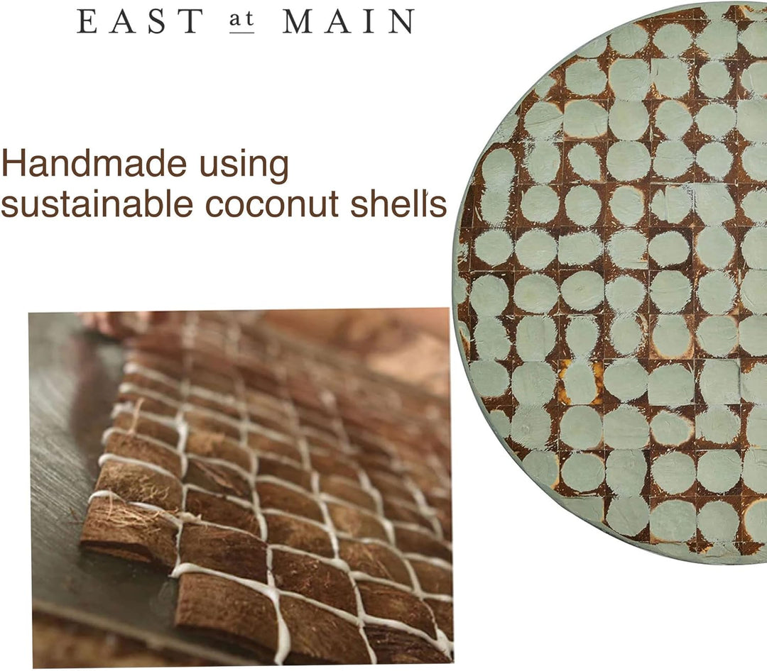 Round Side Table - Coconut Shell Mosaic (Sage)