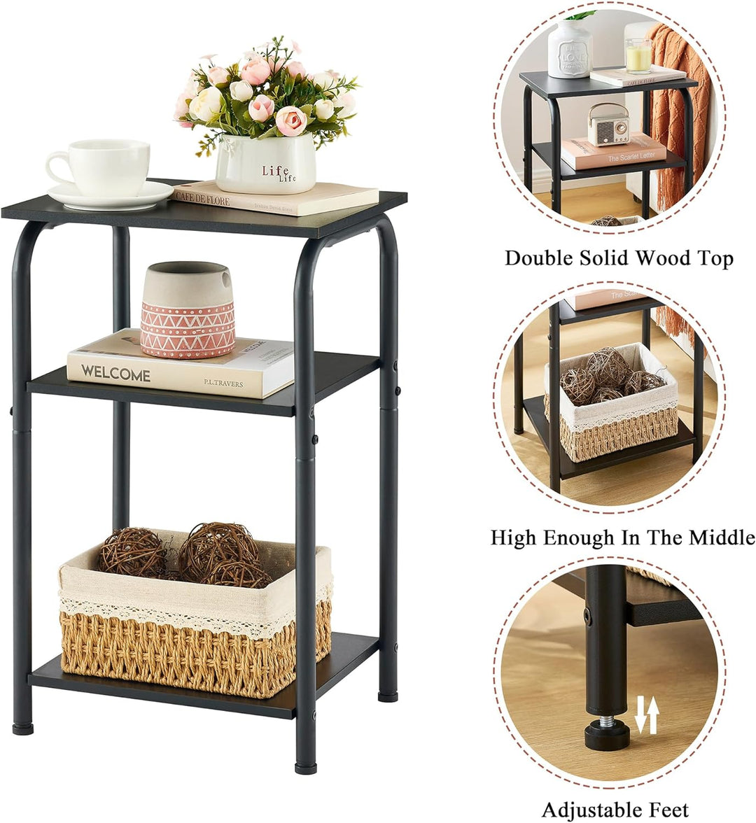 Small End Table 3 Tier Storage Sofa Bedside Table