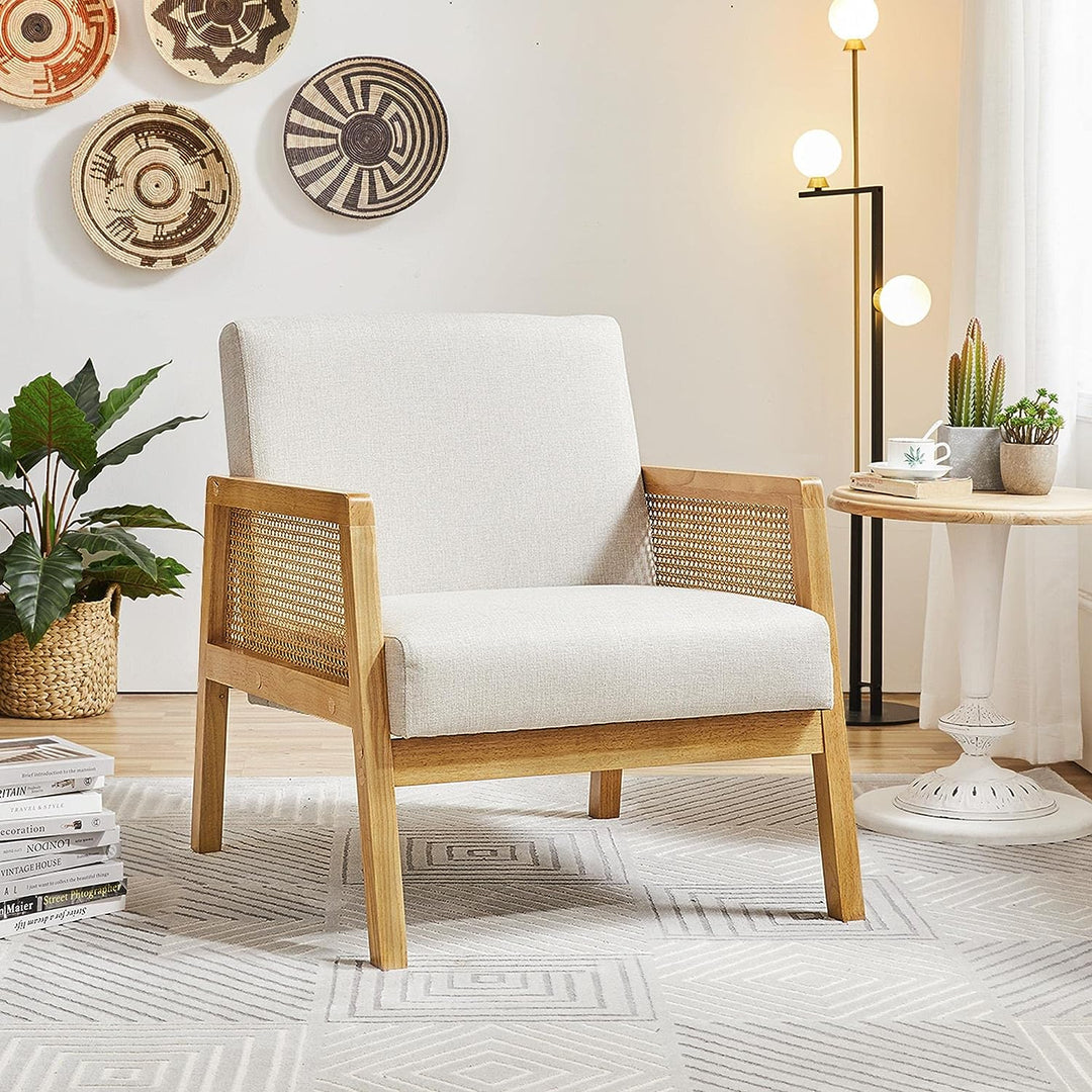 Accent Chair, Modern Armchair with Wood Legs