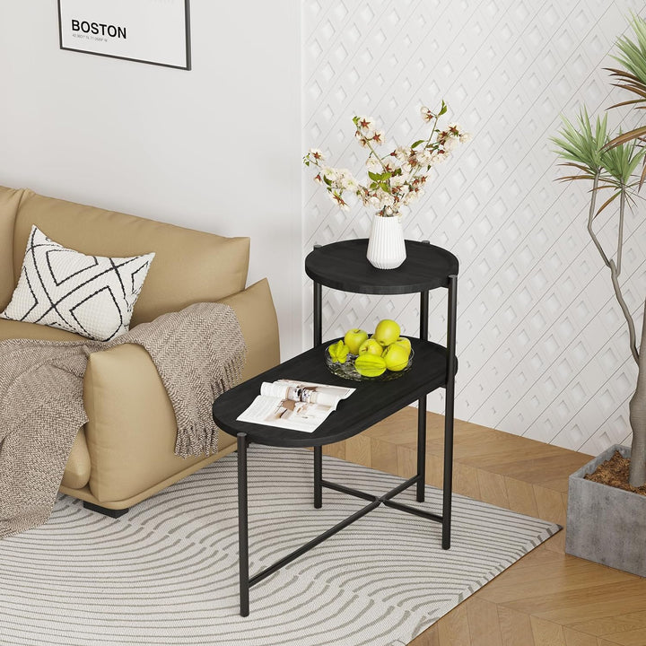 Side Table for Small Spaces 2-Tier Sofa Table Wooden