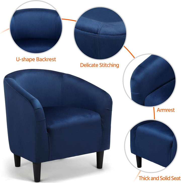 Velvet Accent Chair Set of 2, Navy Blue