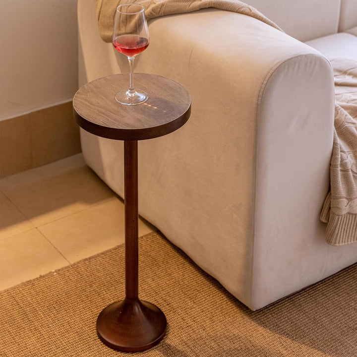 Small Pedestal End Table, Light Espresso