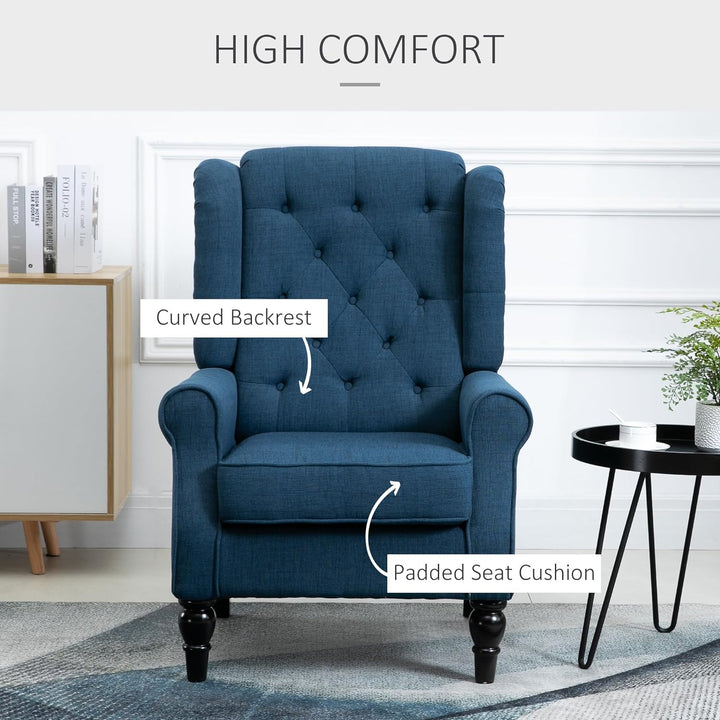 Fabric Accent Chair, Button Tufted Armchair Blue