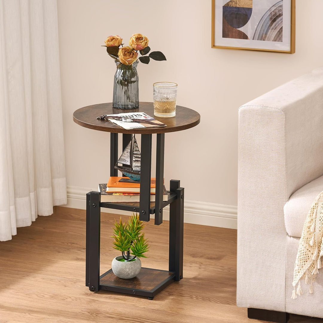 3-Tier Side Table Rustic Brown ULCT012Z