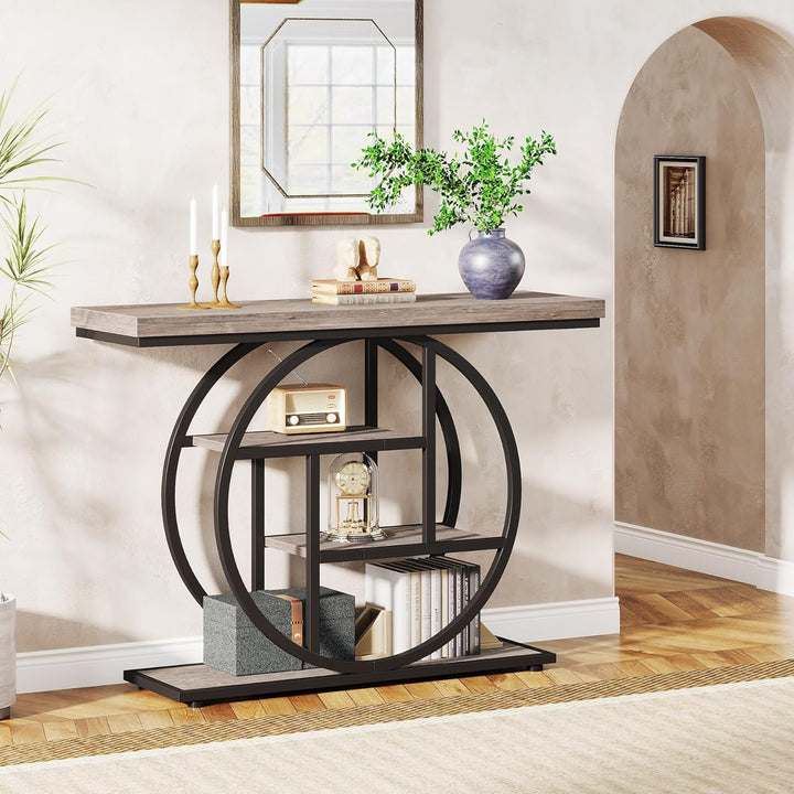 41.3" Console Table, Industrial 4-Tier Sofa Table