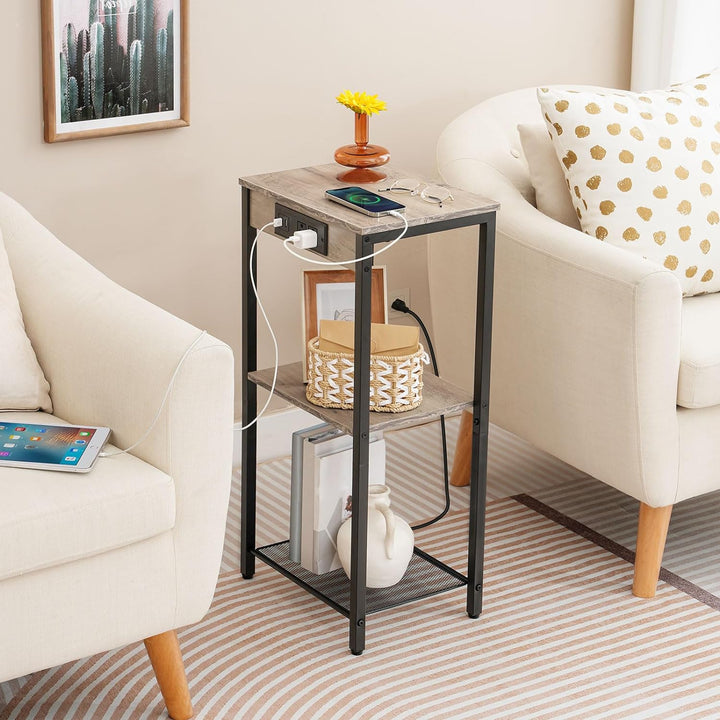 Tall End Table 3-Tier Telephone Table Greige BG09UDH01