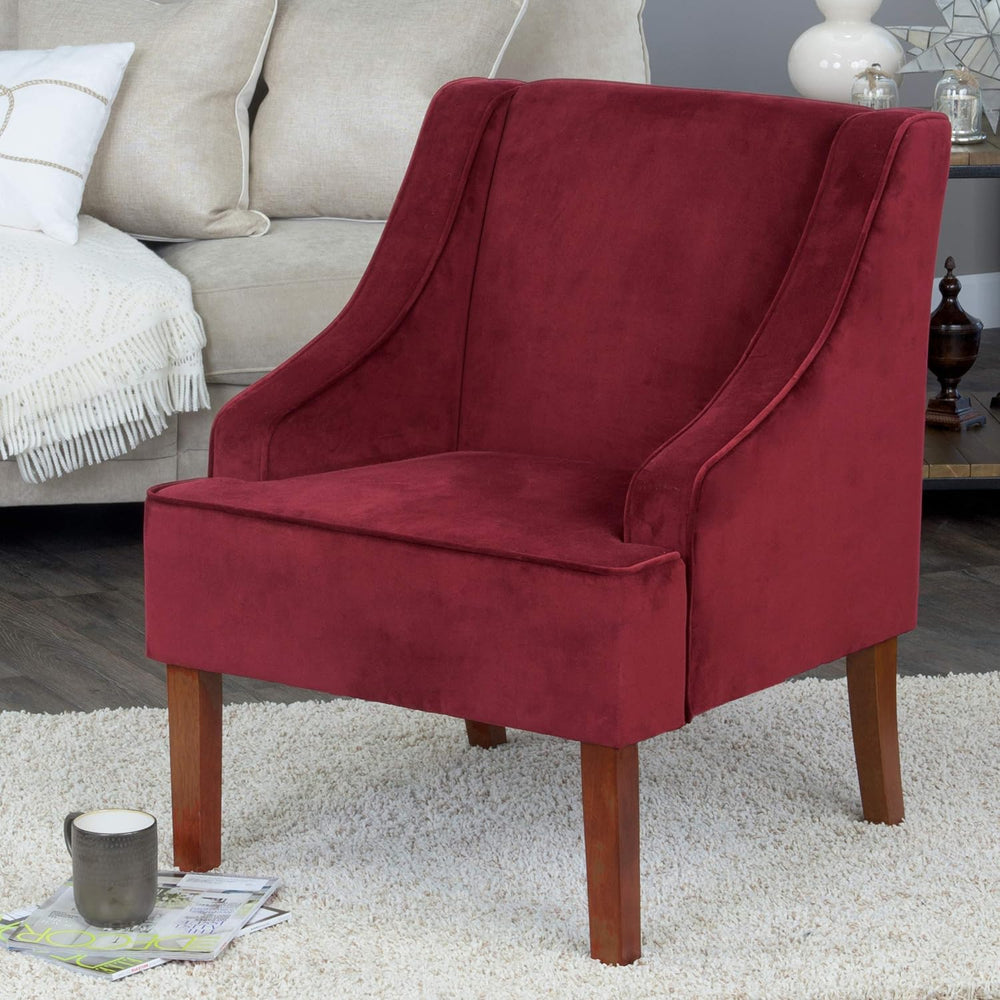 Velvet Swoop Arm Accent Chair, Burgundy