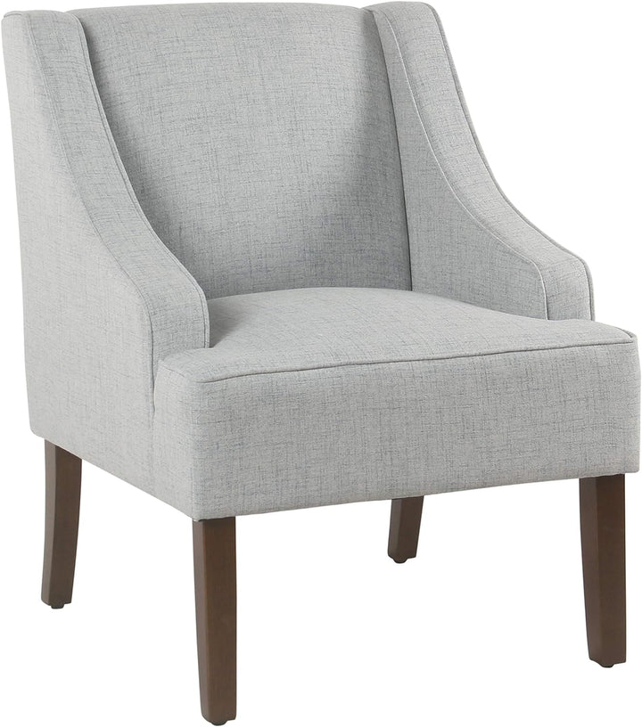 Velvet Swoop Arm Living-Room-Chairs, Light Grey