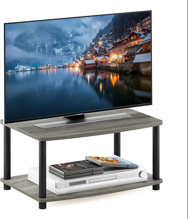 Elevated TV Stand, 2-Tier, French Oak Grey/Black