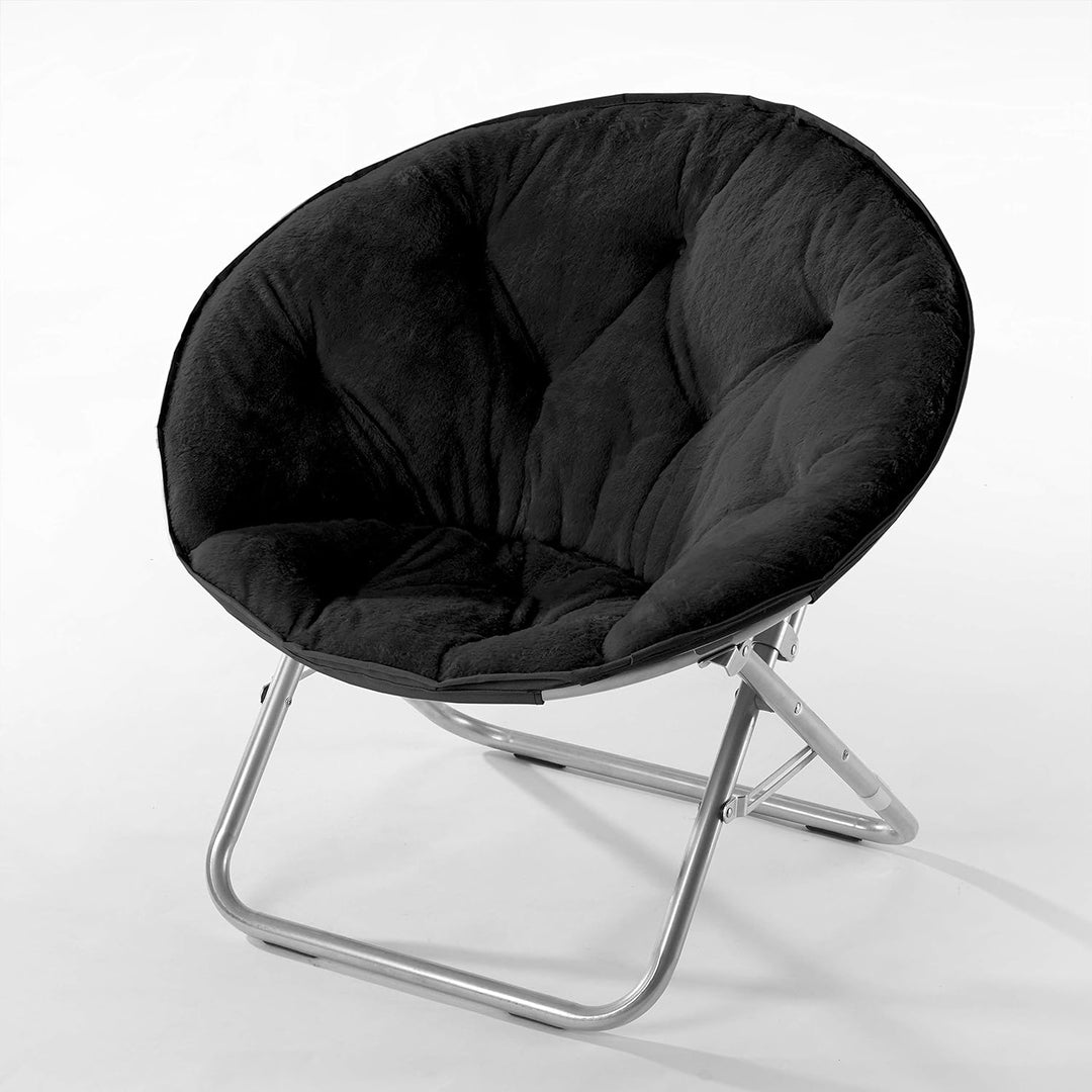 Urban Faux Fur Saucer Chair, One Size, Black