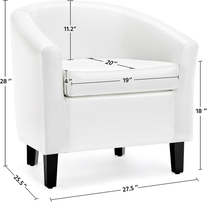 Faux Leather Accent Chair, Modern Barrel, White