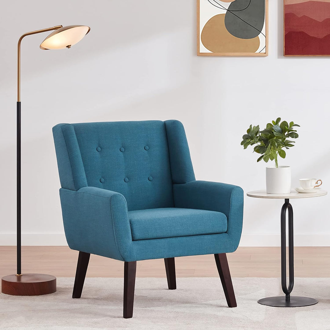 Button-Tufted Accent Chairs Lake Blue