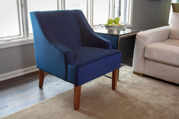 Swoop Arm Living-Room-Chairs, Velvet Navy