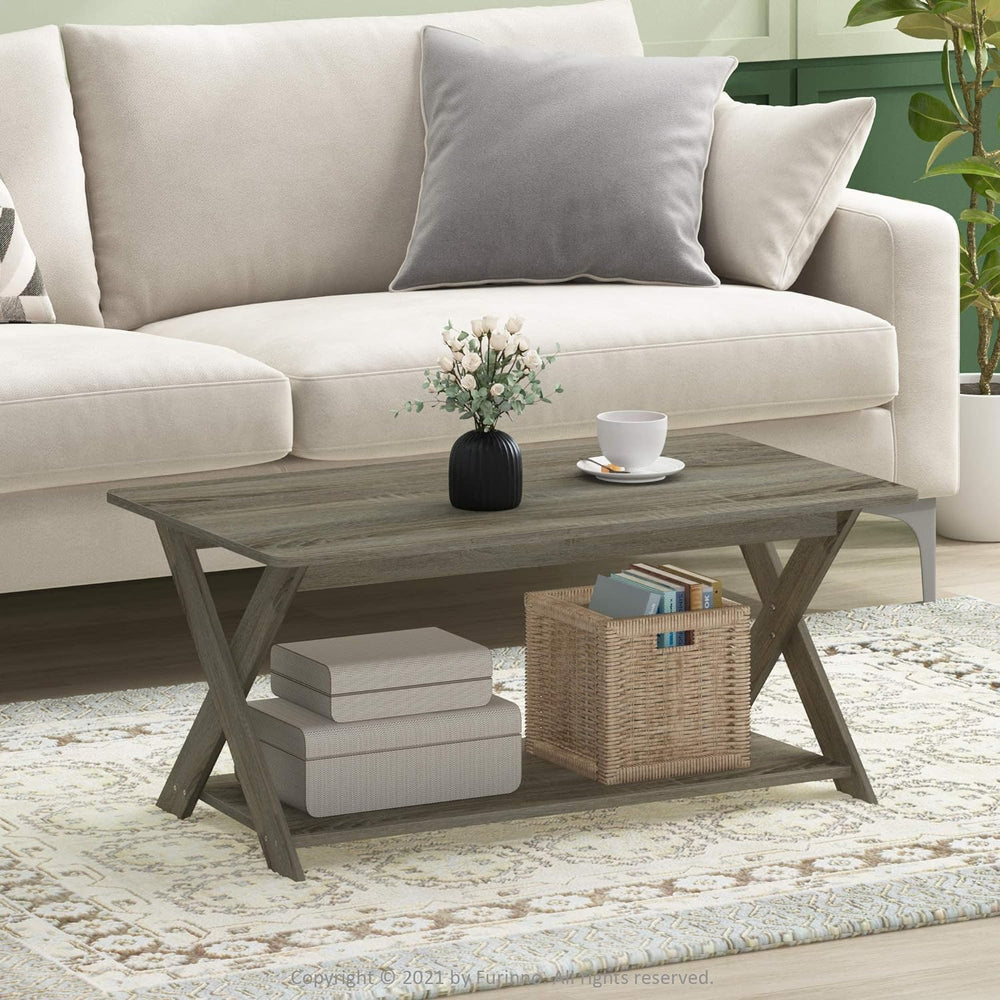 Criss-Crossed Coffee Table, French Oak Grey