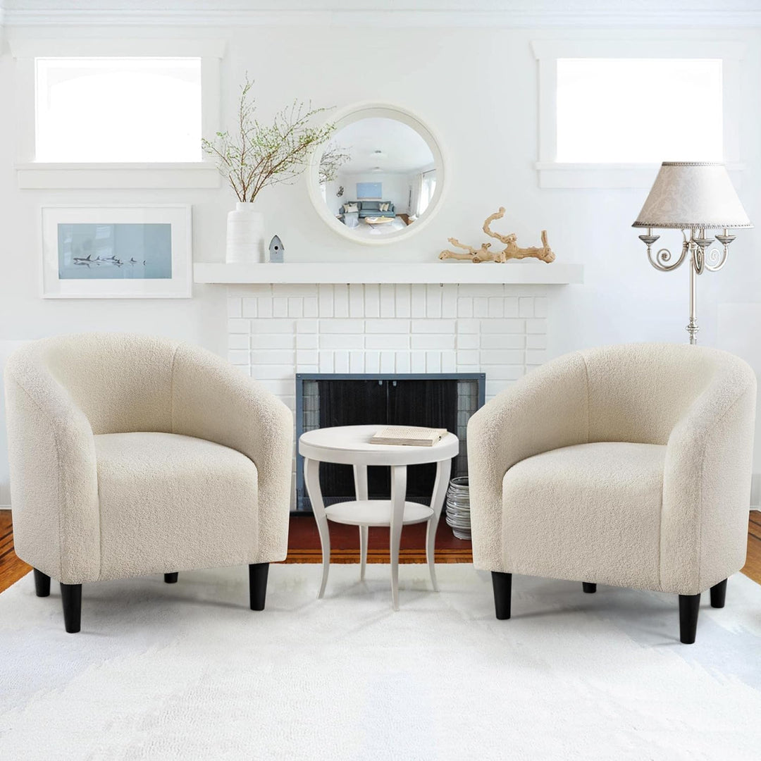 Furry Accent Chairs, Soft Padded Armrest, Ivory