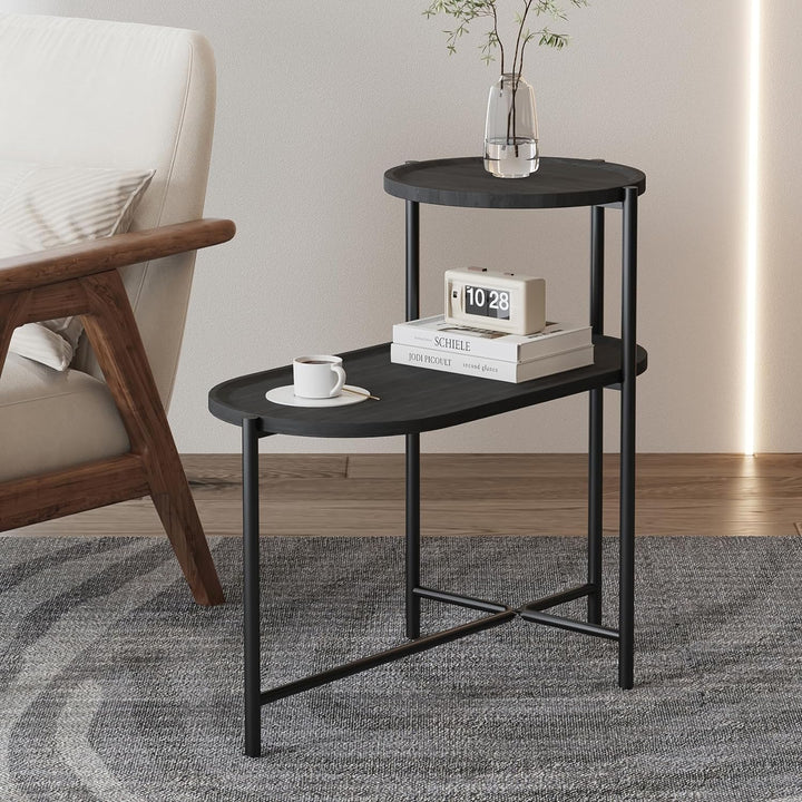 Side Table for Small Spaces 2-Tier Sofa Table Wooden