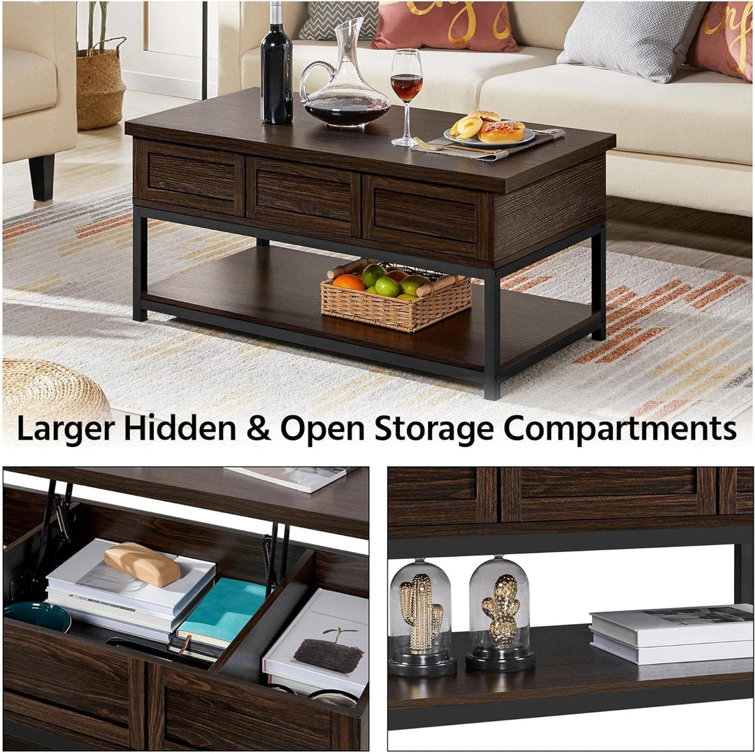 Lift Top Coffee Table with Hidden Compartments, Espresso