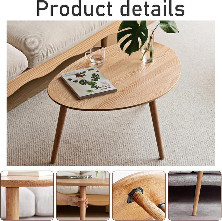 Elegant Oval Oak Coffee Table, Versatile Nesting Design, Nature