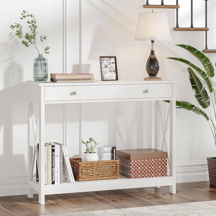 Oxford Design Console Table, White Foyer Table