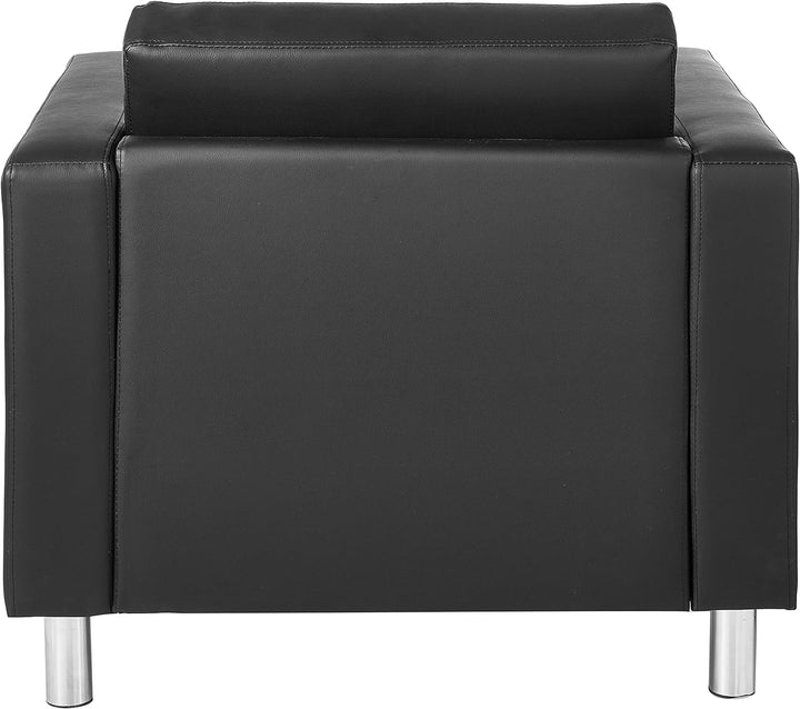 OSP Pacific Armchair, Black Vinyl, Silver Legs