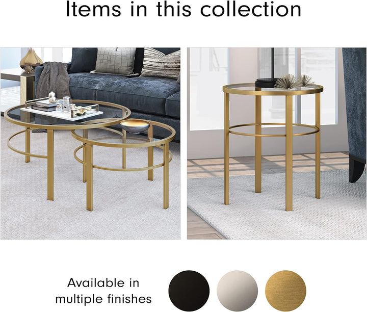 Henn&Hart Round Nested Coffee Table, Brass