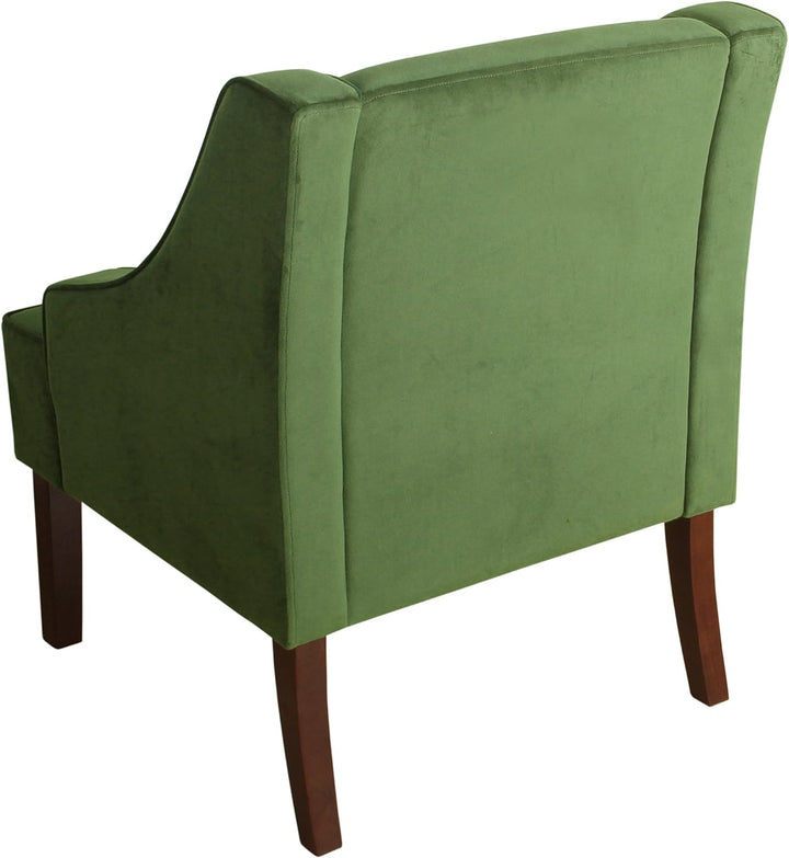 Velvet Swoop Arm Living-Room-Chairs, Dark Green