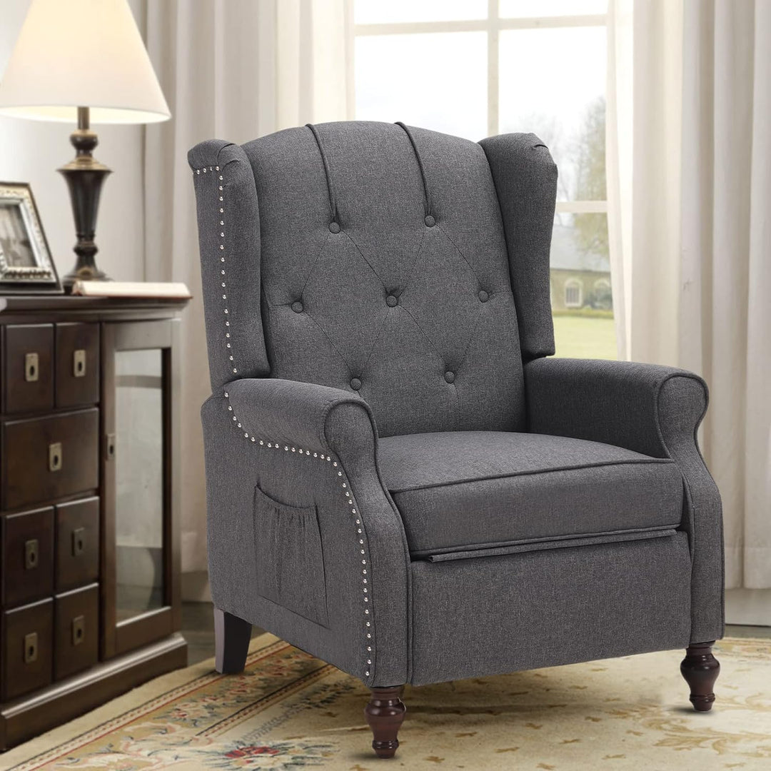 Wingback Recliner Chair, Heat Massage, Grey