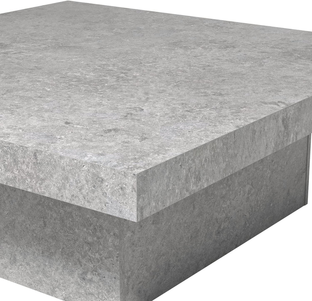 Galano Carmelo Modern Rectangular Coffee Table with Storage Drawer, Concrete Cool Grey