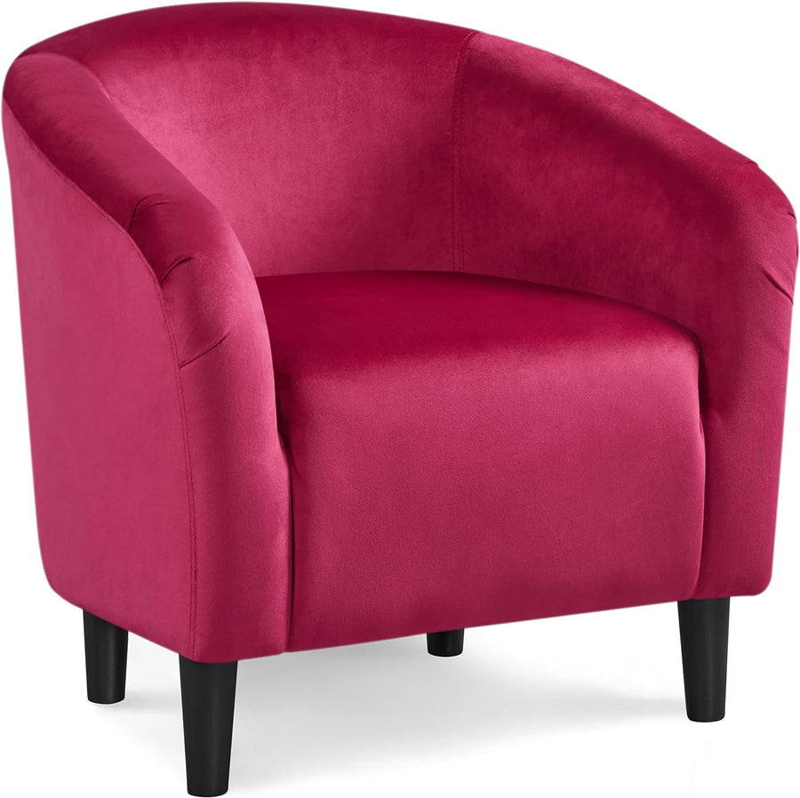 Velvet Accent Chair Upholstered Barrel Chair Sitting Chair Rose Red